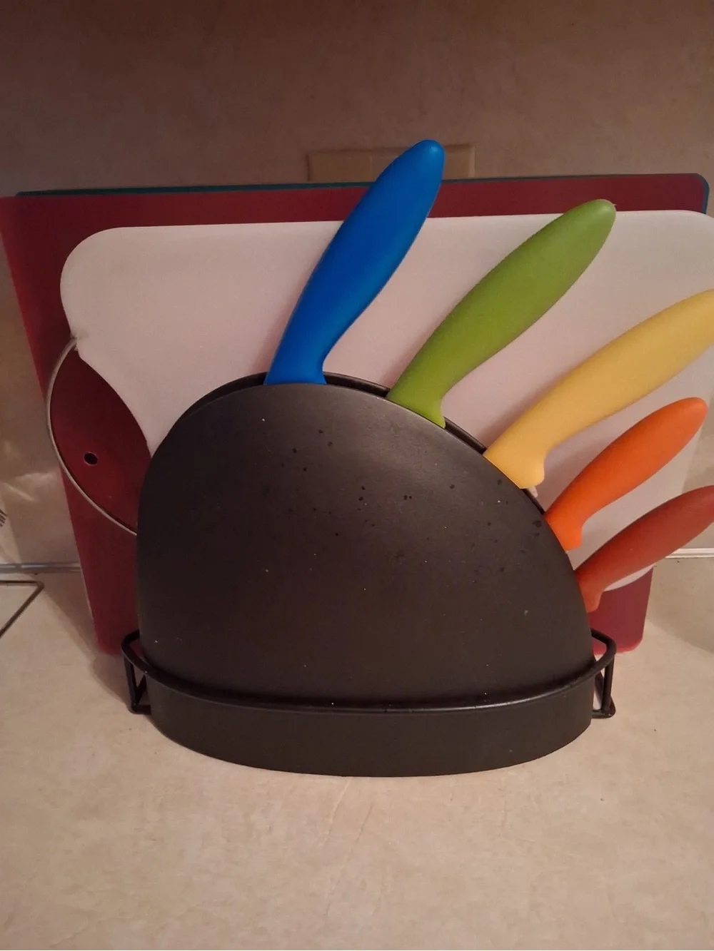 Colorful Knife Set with Blue, Green, Yellow, Orange Handles